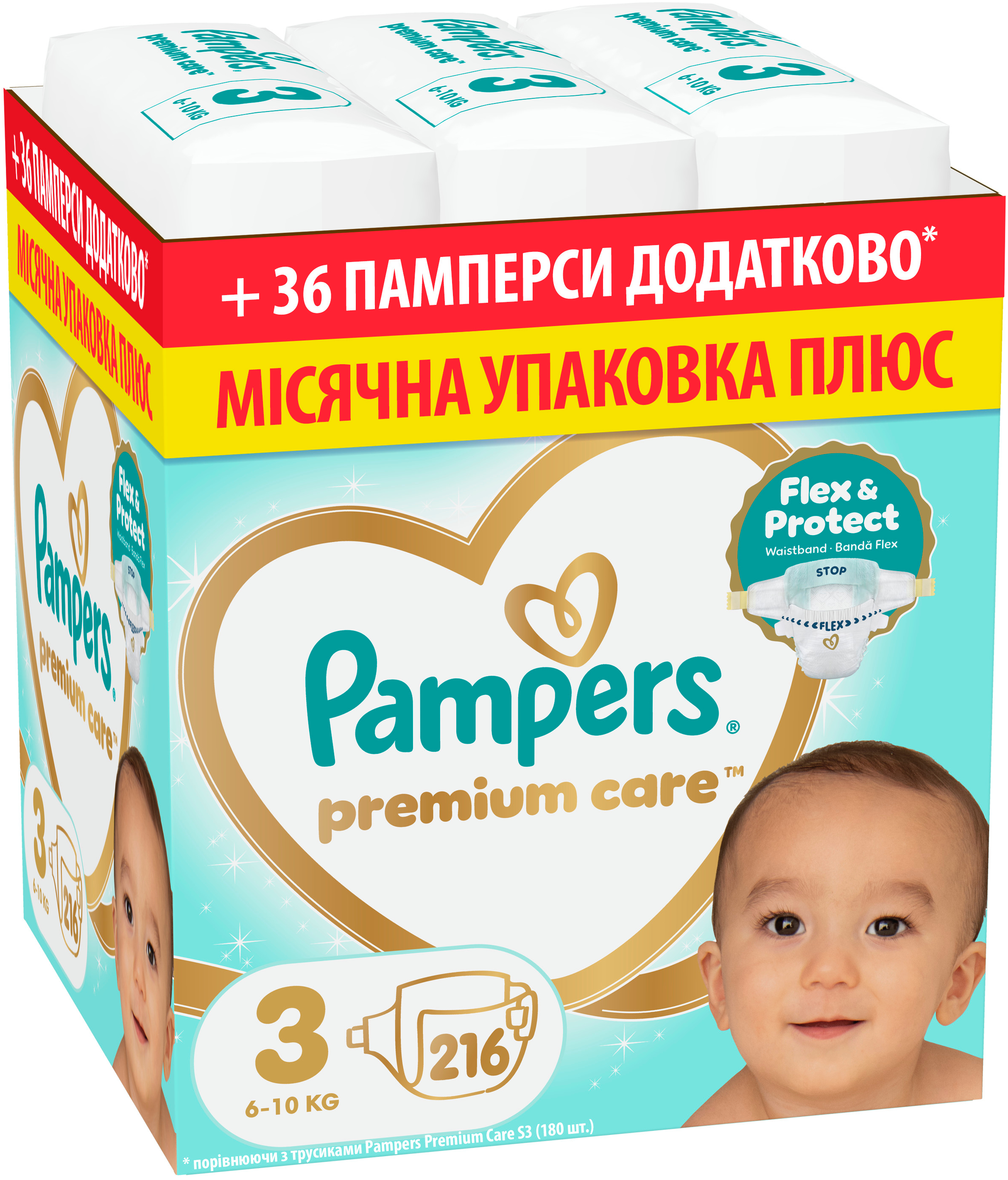 Одноразові підгузки Pampers Premium Care Розмір 3 (6-10 кг) 216 шт (80883542)